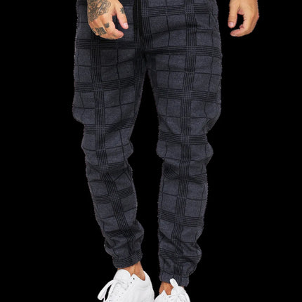 2026 Men's Fashionable Casual Fabric Plaid Design Street Sports Pants for Men's Fitness Gym Wear