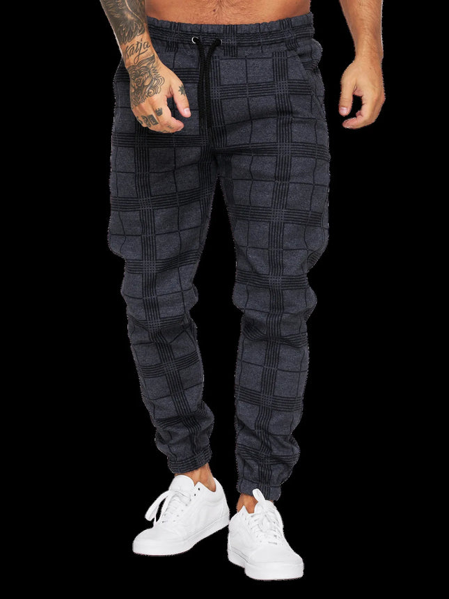 2026 Men's Fashionable Casual Fabric Plaid Design Street Sports Pants for Men's Fitness Gym Wear