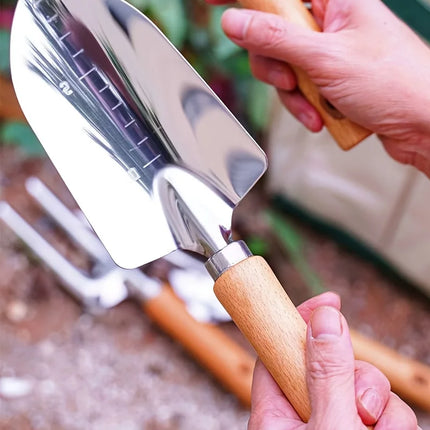 1pc Stainless Steel Gardening Tool Set with Wood Handle, Trowel Transplanter Cultivator for Potting Planting Indoor Outdoor