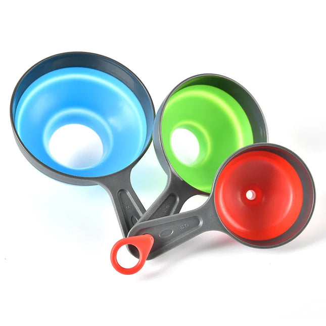 3Pcs/set Funnels Wide/Thin Mouth Foldable Kitchen Funnels Set Jam Filling Bottles Oil Funnel Kitchen Gadget
