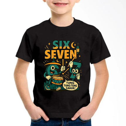 New Funny Six Seven Italian Brainrot 67 Number Graphic Print T-Shirt Boy/Girl Summer Short Sleeved Kids Comfortable T-shirt Top
