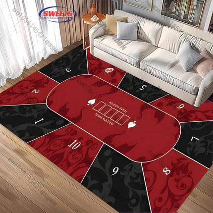 1PC Texas Poker Theme Carpet Living Room Bedroom Sofa Balcony Rug, Entrance Door, Durable Machine Washable Mat Gift for Friends
