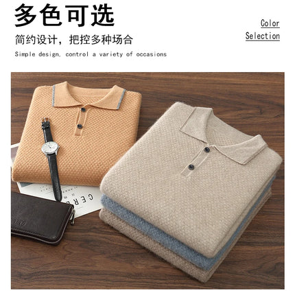 100% Goat Cashmere T-shirt Men's POLO Collar Short Sleeve Pullover 2025 Spring/Autumn New Fashion Knit Business Casual Tank Tops
