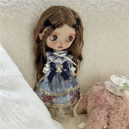 For Blythe Doll Lace Fairy Princess Dress Outfit Clothes Cartoon Colorful Fastfood Skirt Animal Clothing OB24 OB22 1/6 Ropa Gift