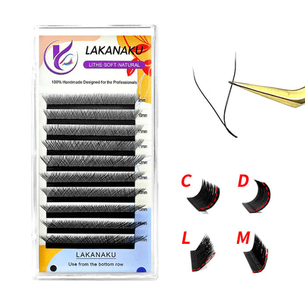 LAKANAKU 6D W Shaped L M Curl Cilios 5D W Clover Russian Eyelashes Extension Volume Lashes Extension Angle W Shape Mink Lashes