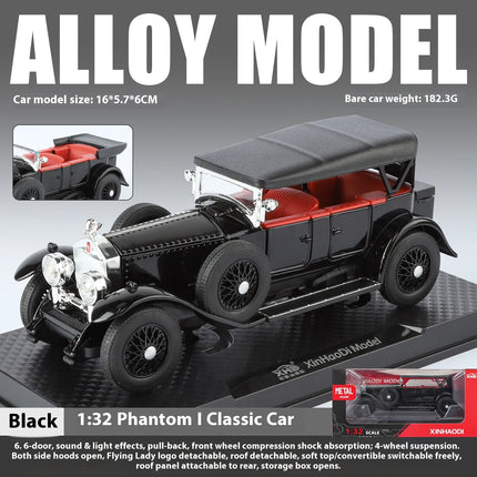 1:32 Rolls Royce Phantom I Alloy Metal Diecast Model Car High Simulation Decoration Display Ornaments With Sound And Light Gifts