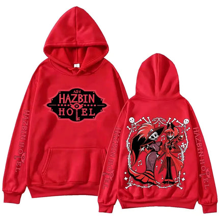 Anime Hazbin Hotel Peripherals Vox Angel Dust Graphic Print Hoodie Harajuku Pullover Man Woman Loose Casual Oversized Sweatshirt