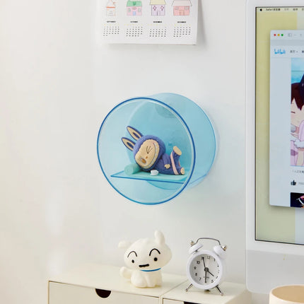 Transparent Wall Mounted Circular Display Cabinet Blind Box Display Rack for Labubu DIY Figure Doll Storage Box for Collector