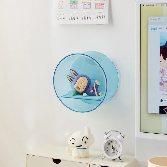 Transparent Wall Mounted Circular Display Cabinet Blind Box Display Rack for Labubu DIY Figure Doll Storage Box for Collector