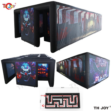 New Design Black Fun Maze Game Large Inflatable Halloween Haunted House Inflatable Haunted Labyrinth Maze for Outdoor Play