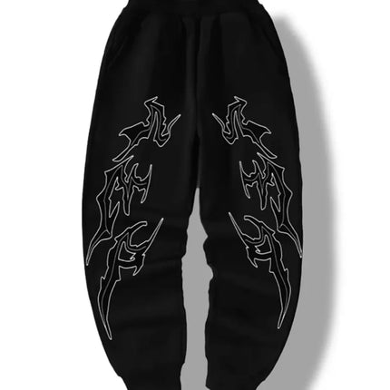 Harajuku Red Spider Lily Print Casual WideLeg Cargo Pants Japanese Unisex Street Fashion Loose Fit Comfortable Oversize Daily