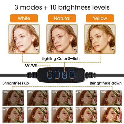 Video Light 26cm Selfie LED Ring Light Dimmable Round Ring Fill Lamp With Stand Tripods Rim Of Light For Tiktok Makeup Ringlight