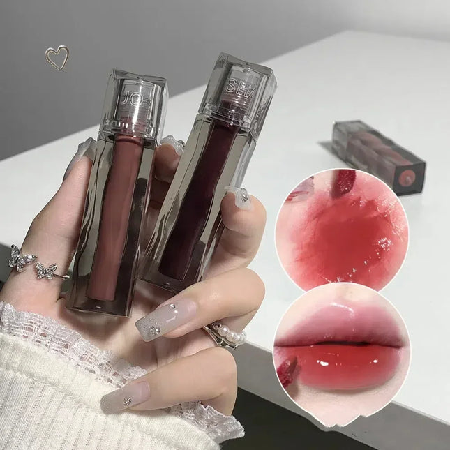 6 Colors Lip Gloss Waterproof Mirror Jelly Lip Glaze Water-light Long Lasting Moisturising Glossy Red Tint Lips Makeup Cosmetics