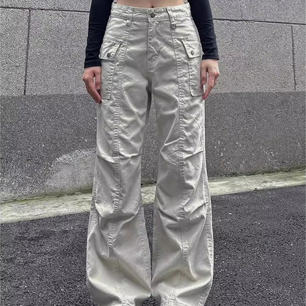Retro American High Street Workwear Pants Soldier Vibe Straight Leg Faded Denim Casual Trousers Men Women Summer Trendy