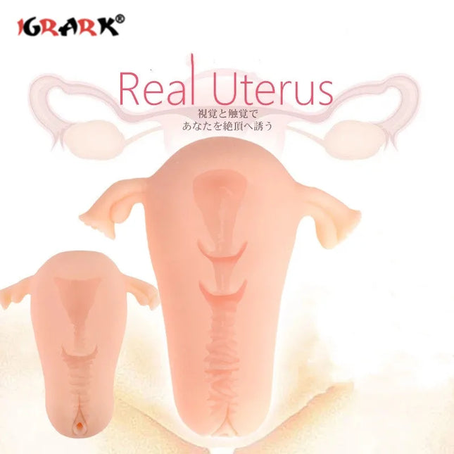 Realistic Women Uterus Vagina Masturbation Device Aircraft Cup Penis Simulation Pocket Pussy Breast Ball Adult Sex Toys for Man