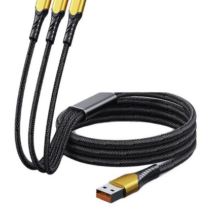 100W 3 in 1 USB C Type c to 3 Type C Fast Charging Cable for iphone 17 16 15 Pro max Huawei Xiaomi Samsung