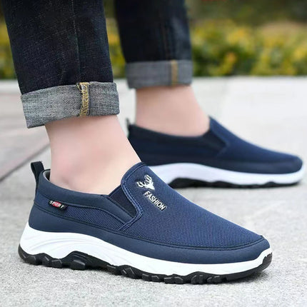 Men Casual Canvas Shoes Lightweight Summer Mesh Shoes Breathable Slip on Flats Men Fashion Walking Shoes Soft Loafers for Men