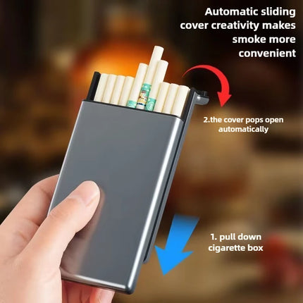 Thin Cigarette Case 20pcs Pack Ultra-thin Lightweight Cigarette Storage Box Aluminum Alloy Cigarette Case Automatically Pops Out