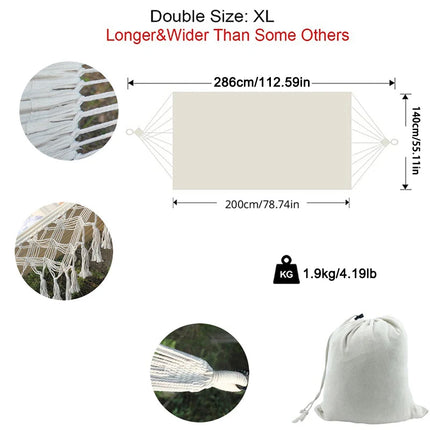 Large 2 Person Hammock Boho Style Brazilian Macrame Fringed Deluxe Double Hammock Net Swing Chair Indoor Hanging Swing