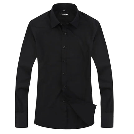 Men's French cufflinks shirt, men's slim fit long sleeved business sleeve nail free business formal men's solid color shirt