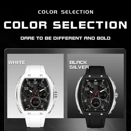 Men Sports Digital Wrist Watches For Male Clock Dual Display Man Tonneau Watches Chronograph Luminous Silicone Band Dropship