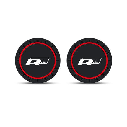 New 2pcs Rline R line Logo Car Coaster Mats Water Cup Non-slip Pads For VW Golf 7 MK7 Golf 6 MK6 Tiguan Polo CC Jetta
