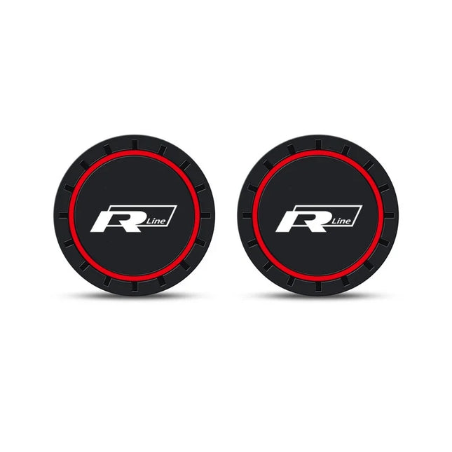 New 2pcs Rline R line Logo Car Coaster Mats Water Cup Non-slip Pads For VW Golf 7 MK7 Golf 6 MK6 Tiguan Polo CC Jetta