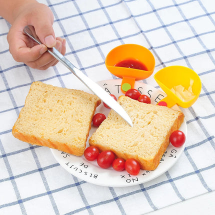 4Pcs/Set Kitchen Dipping Bowl Sauce Holder Hold Seasoning Dishes Dip Clip Bowl Plate Holder Assorted Colors Plate Clip Holders