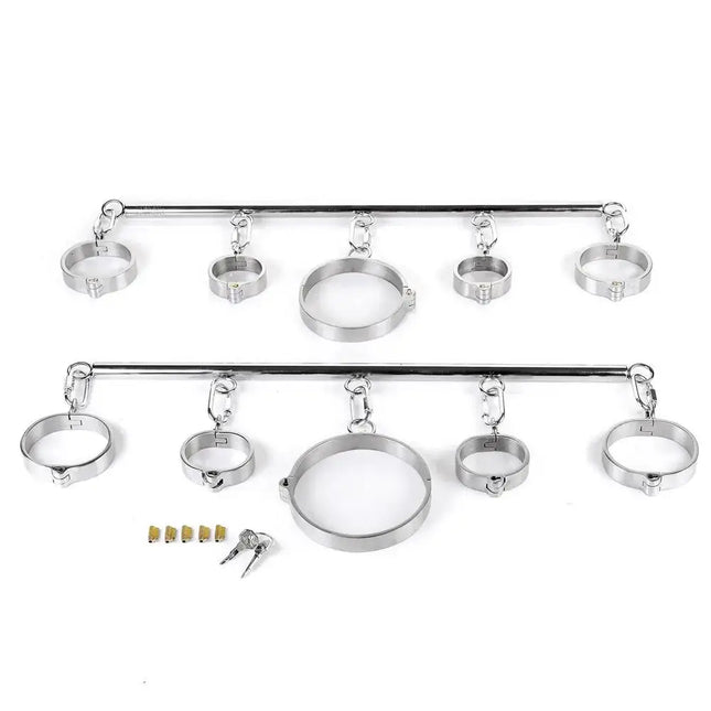 Metal Handcuffs Foot Shackles for Restraint BDSM Gay Bondage Collar Sex Toys Set Erotic Adult Intimate Games Couple Accessories