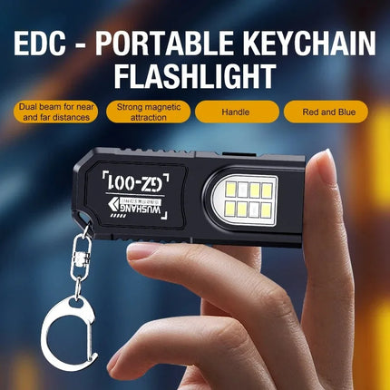 Powerful Mini COB LED Keychain Flashlight USB C Rechargeable Hanging Work Light Waterproof Keyring Camping Walking Pocket Lamp