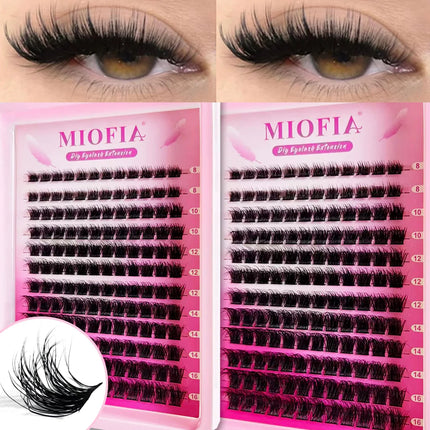 MIOFIA Fluffy Thick Russian Volume Lash Clusters 144 Clusters/Box 8-16mm Mixed Mink Individual Lashes