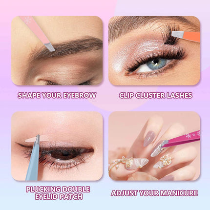 Christmas Multicolor Tweezers High Precision Stainless Steel Eyebrow Tweezers for Facial Hair Eyebrow Grooming Ingrown for Gift