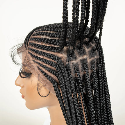 Cornrow Synthetic Braiding Hair Wig With Baby Hair 36in Full Lace Box Braids Wigs Fits Black Women Cornrow Fully Braided Wig