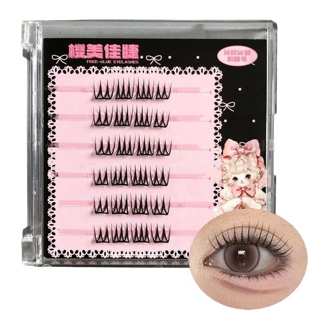 Glue-Free Korean Style False Eyelashes Girl Group Fashion Eyelash Extension Natural Manga Segmented DIY Lashes Large Capacity