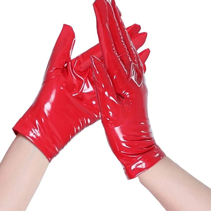 Wet Look PVC Short Gloves Shiny PU Leather Cosplay Sexy Separated Fingers Guantes Dance Performance Luvas Gothic Clubwear Glove