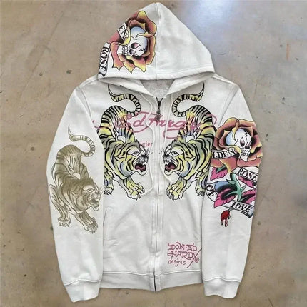 Women Men Y2K Fashion Hoodie Letter Graphics Print Zip Hoodie Clothes Women Hip-hop Long Sleeve Sweatshirt Oversized Top