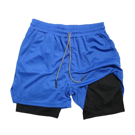 Men's Double-Layer Breathable Quick-Drying Sports Pants Trendy Summer Fitness Quarter Shorts for Active Wear