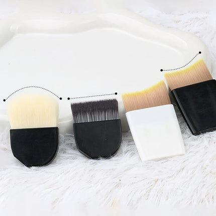 1PCS Professional Ultra-Thin One-Line Foundation Brush Crescent-Shaped Short Handle Soft Bristle Mask Brush