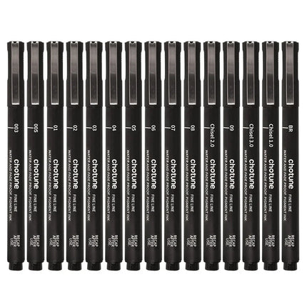 3/15Tip Black Pigment Micro-Pen Fineliner Ink Pens,Drawing Artist Illustration Pens Multiliner for Sketching Anime Manga Design