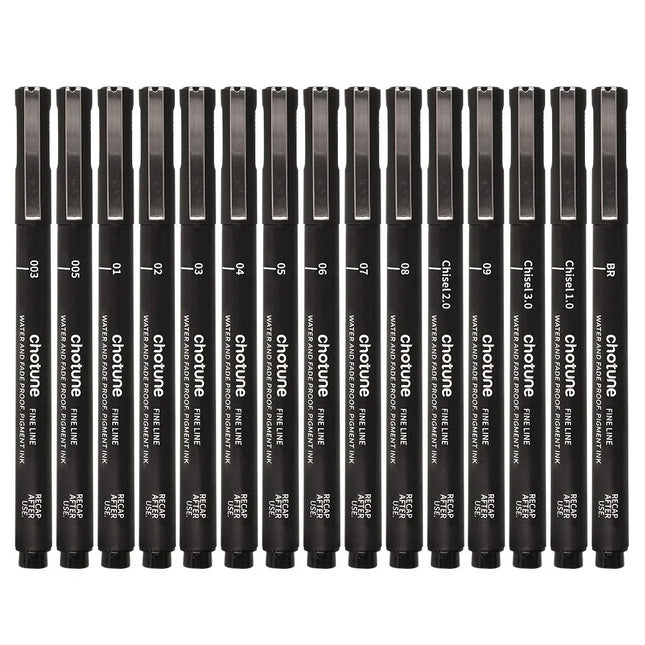 3/15Tip Black Pigment Micro-Pen Fineliner Ink Pens,Drawing Artist Illustration Pens Multiliner for Sketching Anime Manga Design