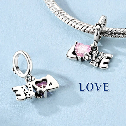 Original 925 Sterling Silver Charm Bead Balloon Poodle Cute Puppy Heart Charm Fit Bracelet Bangle Pendant Women DIY Jewelry Gift
