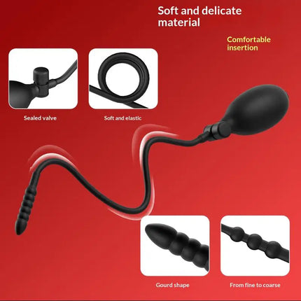 preferredInflatable Anal Plug Unisex Butt Plug with Hand Pump 3 Beads 6 Beads Soft Silicone for Couples Adult Play Bedroom