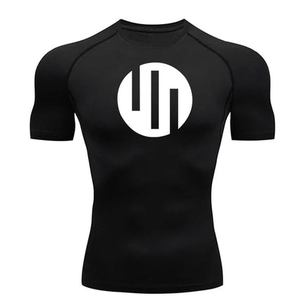 New Gym Short Sleeve Running T-Shirt Men's Compression Long Sleeve Shirt Sun Protection Quick Drying Sports Top Black Sportswear