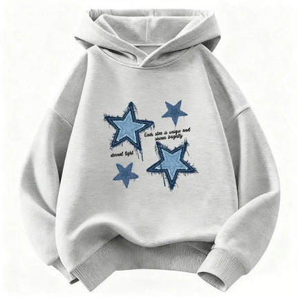 Streetwear Star Printed Hoodie Children's Sweatshirt Cute Hip Hop Hoody for Boys Girls Autumn Winter Casual Hoodies