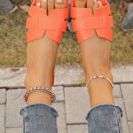Women's Flat Sandals, Summer Fashion Slip-On Slippers, Square Toe Open-Toe Design, Suitable for Everyday Wear, Mom Shoes, Mother's Day Gift