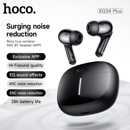 HOCO ANC Acitve Noise Reduction Wireless Bluetooth 5.4 Earbuds With App Control EQ Sound HiFi Sports Music Earbuds 28H Standby