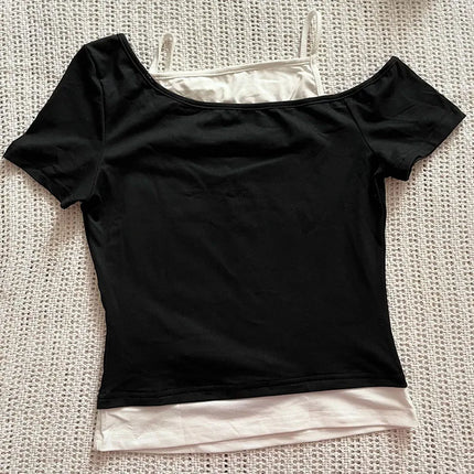 Women's 90s Vintage Punk T-Shirt Summer Streetwear Sexy Short Sleeve Gothic Slim Crop Top Hotgirl Casual Women's Tee Harajuku Y2k
