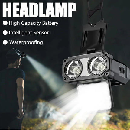 Sensor COB LED Headlamp Cap Clip Light USB Rechargeable Head Flashlight Built-in Battery Headlight Led Head for Fishing Camping