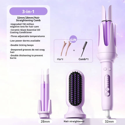 4-in-1 Automatic Curling Iron Multifunction Hair Styler Ceramic Negative Ion Straightener Curler Wand for Women Style Waves