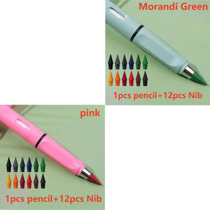 1/2set Kawaii 12 Colors Eternal Pencil No Ink Unlimited Pencils School Kids Art Painting Color Sketch Writing Stationery